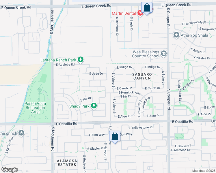 map of restaurants, bars, coffee shops, grocery stores, and more near 3687 South Newport Street in Chandler