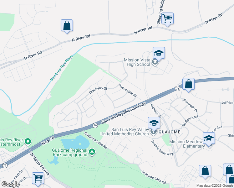 map of restaurants, bars, coffee shops, grocery stores, and more near 5522 Daybreak Court in Oceanside