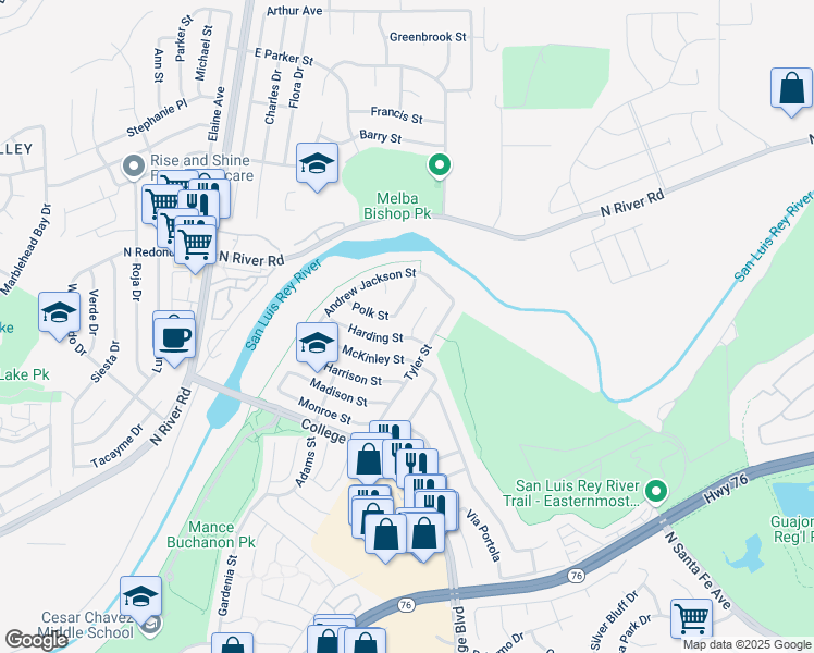 map of restaurants, bars, coffee shops, grocery stores, and more near 5021 Tyler Street in Oceanside