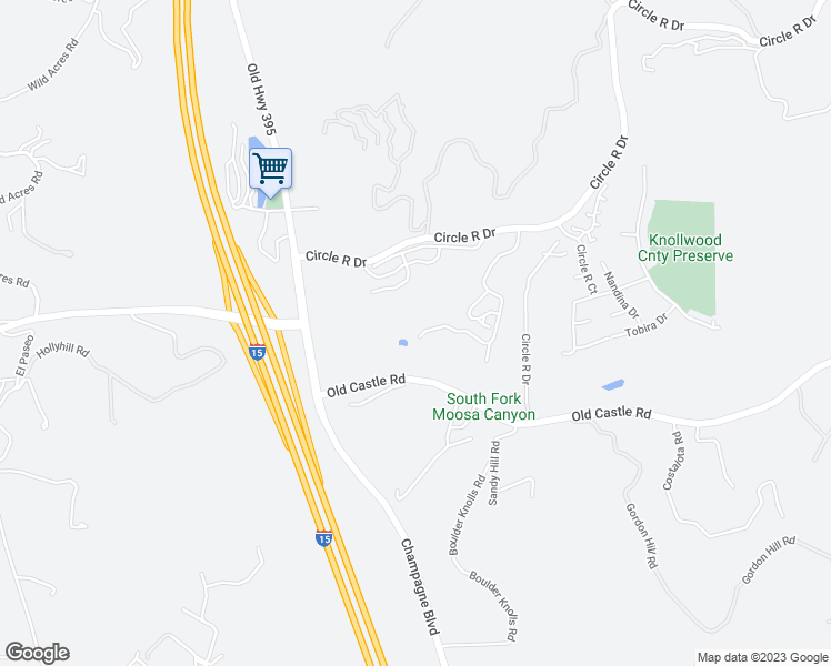 map of restaurants, bars, coffee shops, grocery stores, and more near 29414 Circle R Greens Drive in Escondido