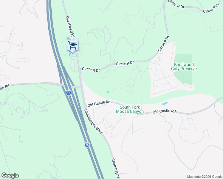 map of restaurants, bars, coffee shops, grocery stores, and more near 29402 Circle R Greens Drive in Escondido