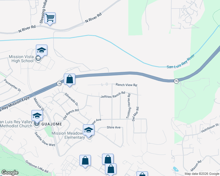 map of restaurants, bars, coffee shops, grocery stores, and more near 1585 Wagon Wheel Drive in Oceanside