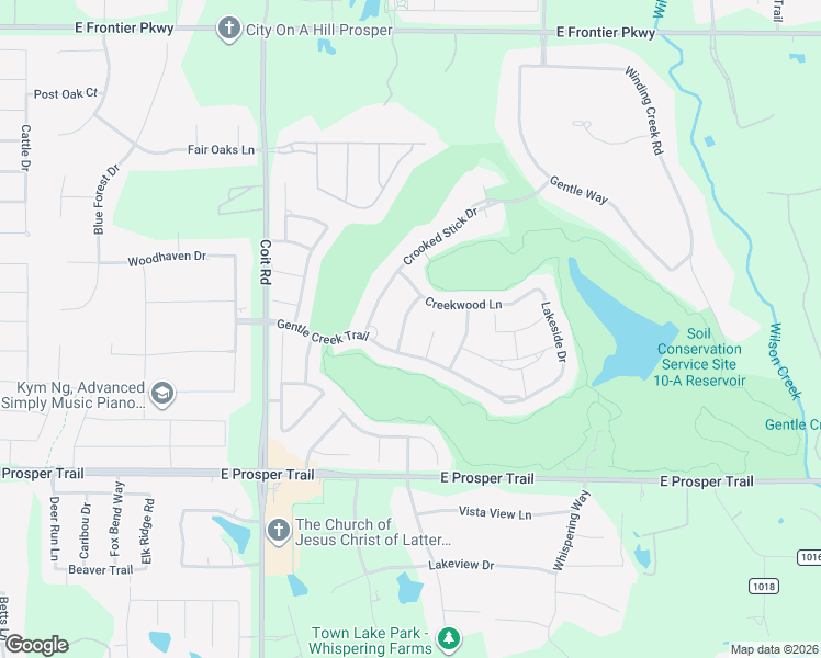 map of restaurants, bars, coffee shops, grocery stores, and more near 1090 Broken Bend Drive in Prosper