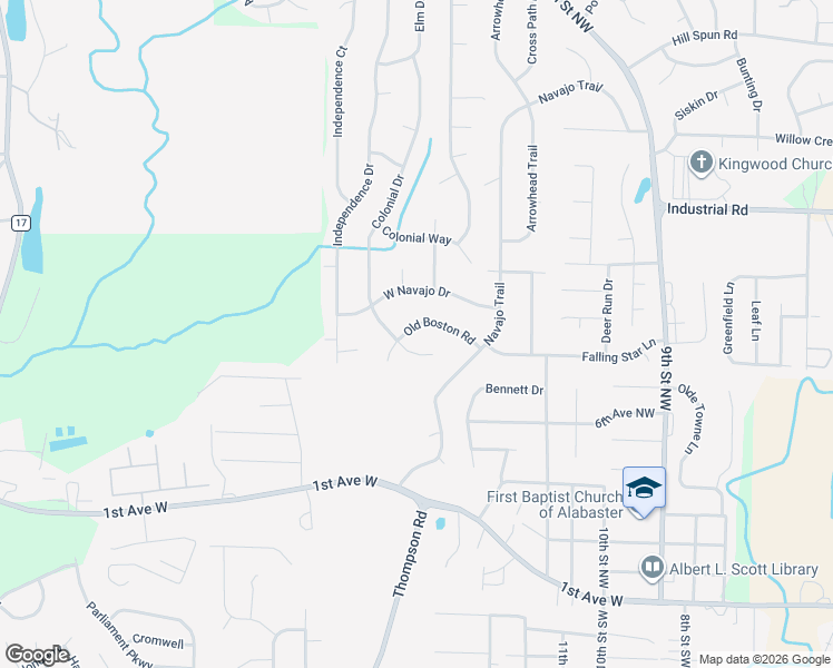 map of restaurants, bars, coffee shops, grocery stores, and more near 1356 Old Boston Road in Alabaster