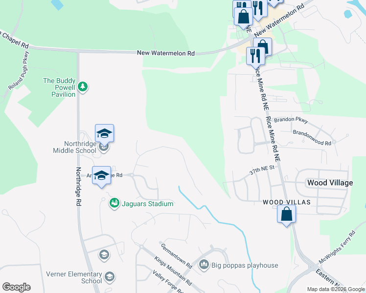 map of restaurants, bars, coffee shops, grocery stores, and more near 3711 7 Oaks Drive in Tuscaloosa