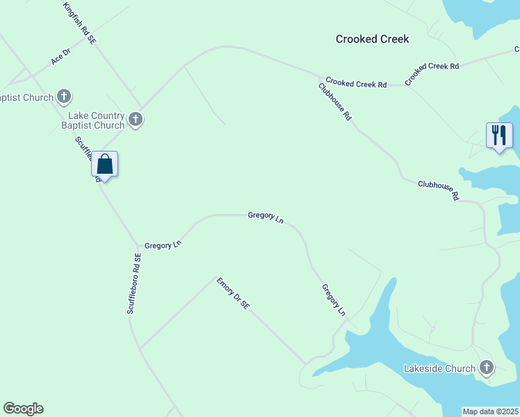 map of restaurants, bars, coffee shops, grocery stores, and more near 162 Gregory Lane in Eatonton