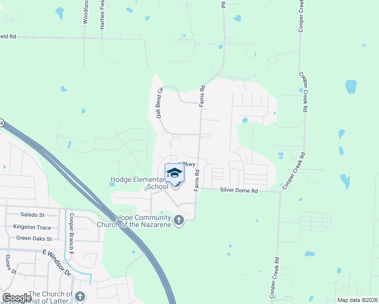 map of restaurants, bars, coffee shops, grocery stores, and more near 4624 Farris Road in Denton