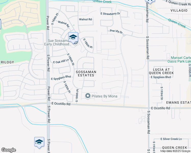 map of restaurants, bars, coffee shops, grocery stores, and more near 18797 East Caledonia Drive in Queen Creek