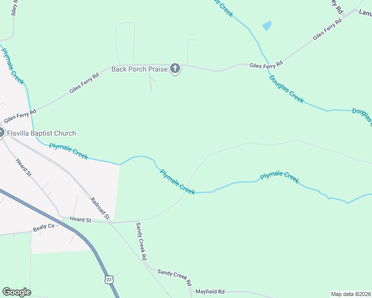 map of restaurants, bars, coffee shops, grocery stores, and more near 201 Douglas Creek Road in Flovilla