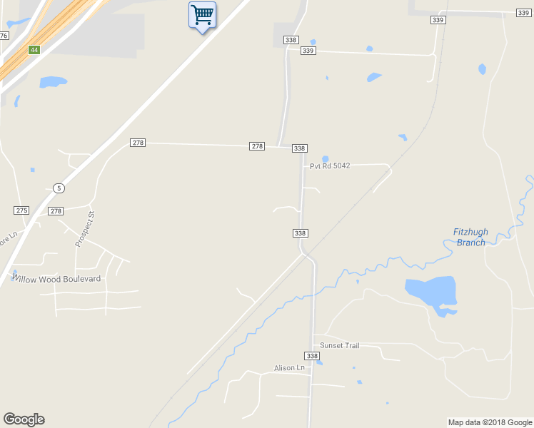 map of restaurants, bars, coffee shops, grocery stores, and more near 3585 County Road 338 in Melissa