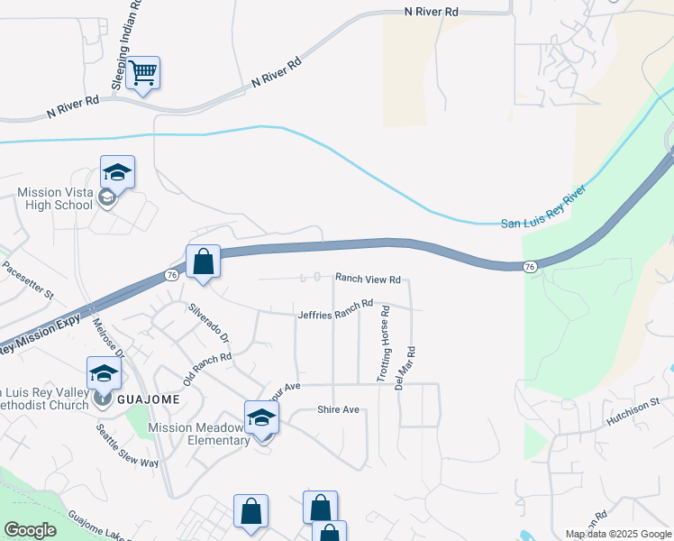 map of restaurants, bars, coffee shops, grocery stores, and more near 5842 Ranch View Road in Oceanside
