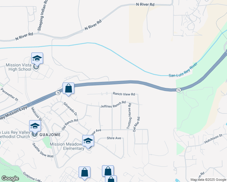 map of restaurants, bars, coffee shops, grocery stores, and more near 5842 Ranch View Road in Oceanside