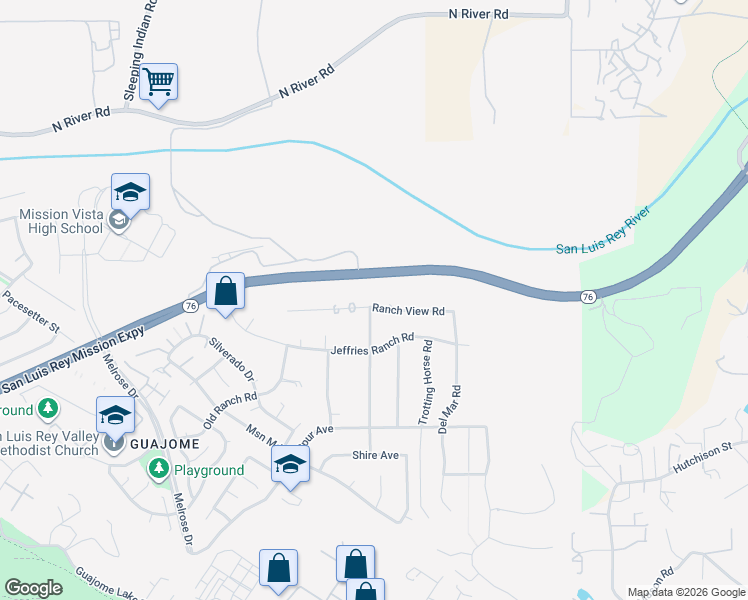 map of restaurants, bars, coffee shops, grocery stores, and more near 5842 Ranch View Road in Oceanside