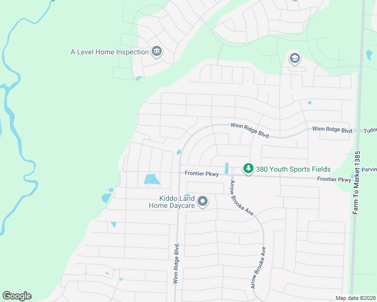 map of restaurants, bars, coffee shops, grocery stores, and more near 2725 Tobias Lane in Aubrey