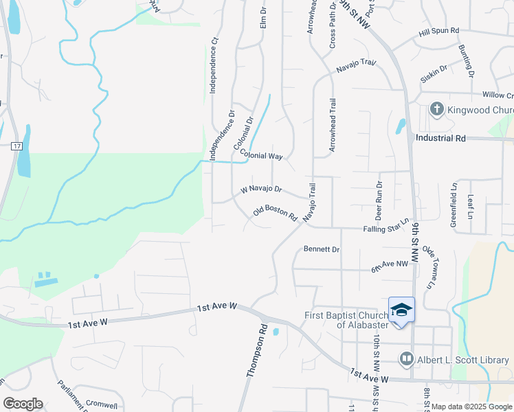 map of restaurants, bars, coffee shops, grocery stores, and more near 1356 Old Boston Road in Alabaster