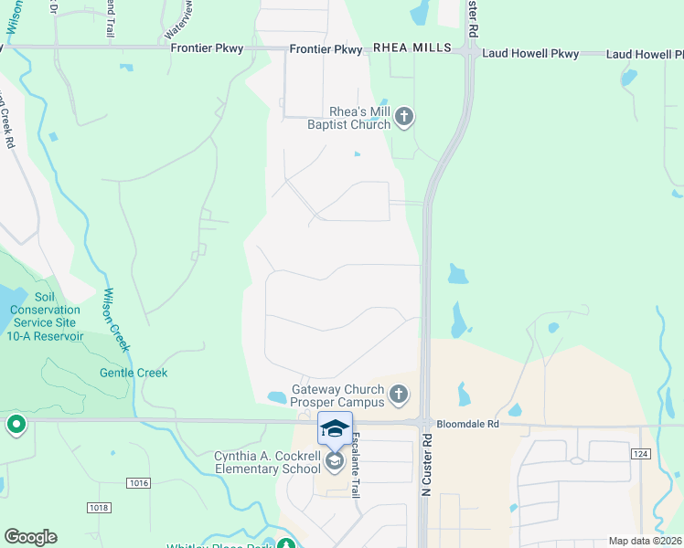 map of restaurants, bars, coffee shops, grocery stores, and more near 8B Rhea Mills Circle in Prosper