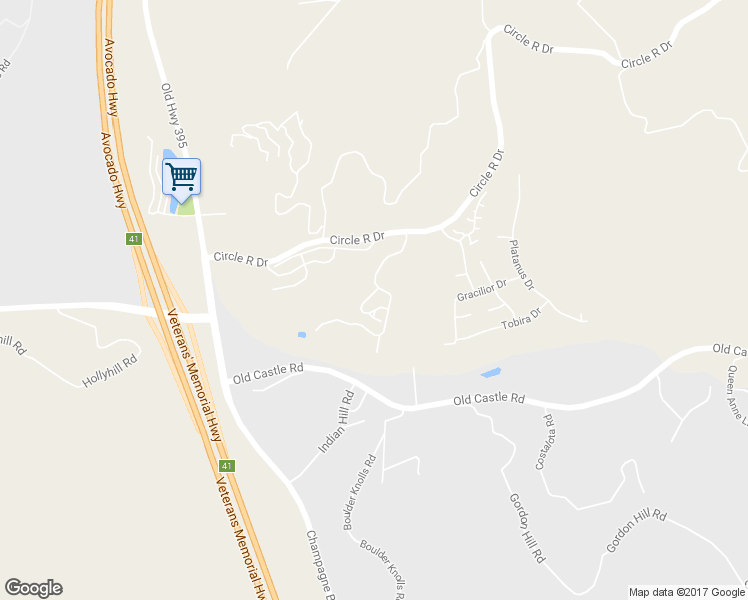 map of restaurants, bars, coffee shops, grocery stores, and more near 8926 Circle R View Lane in Escondido