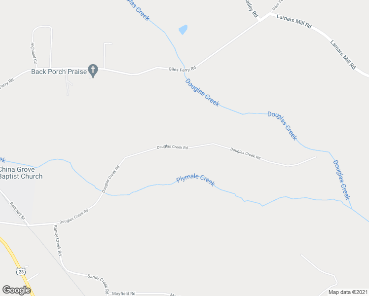 map of restaurants, bars, coffee shops, grocery stores, and more near Douglas Creek Road in Flovilla