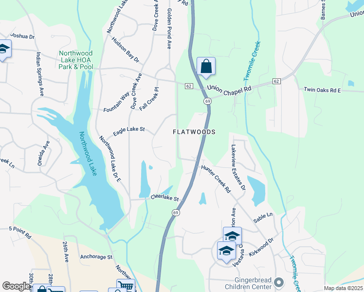 map of restaurants, bars, coffee shops, grocery stores, and more near 4715 Leland Drive in Northport
