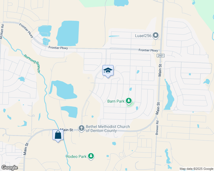 map of restaurants, bars, coffee shops, grocery stores, and more near 2829 Lake Valley Road in Aubrey
