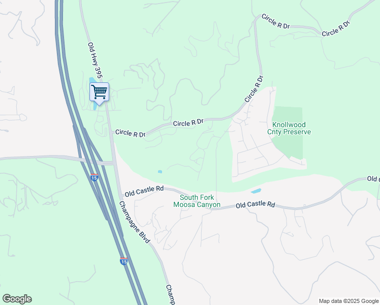 map of restaurants, bars, coffee shops, grocery stores, and more near 8949 Circle R View Lane in Escondido