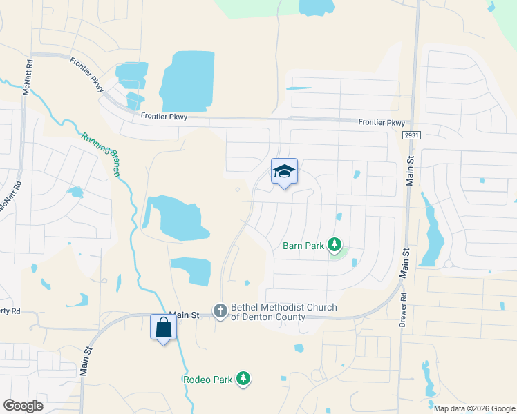 map of restaurants, bars, coffee shops, grocery stores, and more near 2821 Permian Road in Aubrey