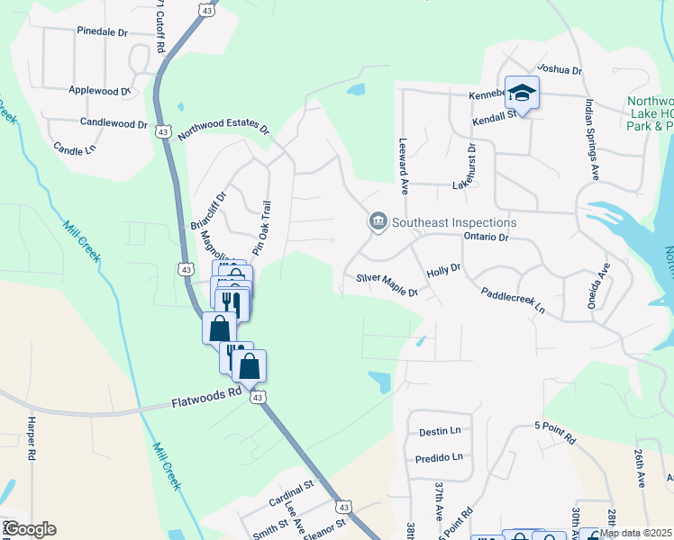 map of restaurants, bars, coffee shops, grocery stores, and more near 3808 Silver Maple Dr in Northport