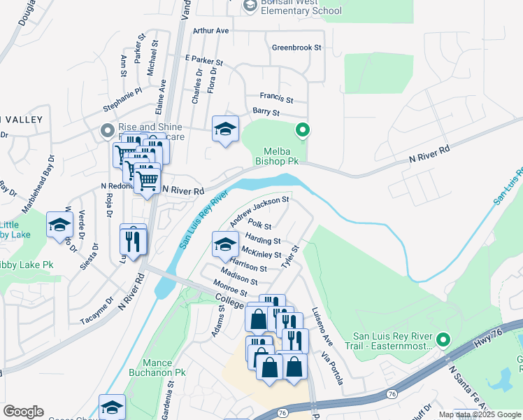 map of restaurants, bars, coffee shops, grocery stores, and more near 110 Taft Circle in Oceanside