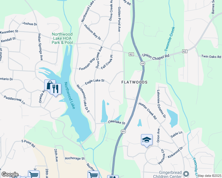 map of restaurants, bars, coffee shops, grocery stores, and more near 4800 Emerald Bay Drive in Northport