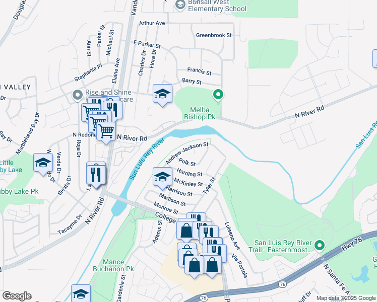 map of restaurants, bars, coffee shops, grocery stores, and more near 110 Taft Circle in Oceanside