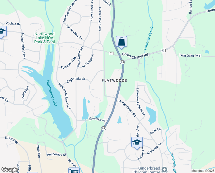 map of restaurants, bars, coffee shops, grocery stores, and more near 4715 Leland Drive in Northport