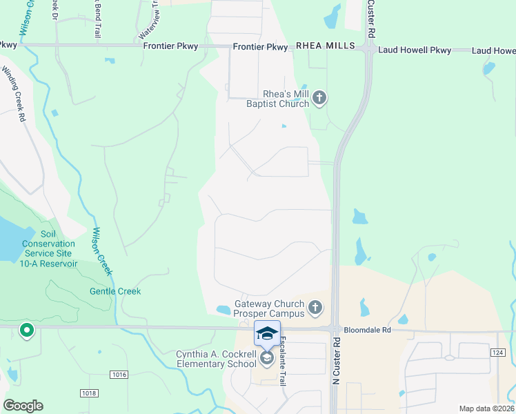 map of restaurants, bars, coffee shops, grocery stores, and more near 8B Rhea Mills Circle in Prosper