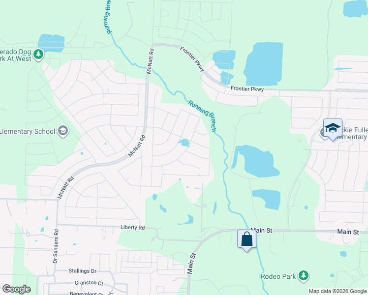 map of restaurants, bars, coffee shops, grocery stores, and more near 10205 Liberty Road in Aubrey