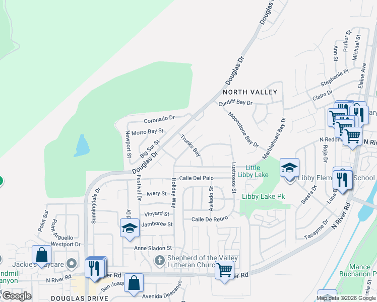 map of restaurants, bars, coffee shops, grocery stores, and more near 308 Montego Bay Court in Oceanside