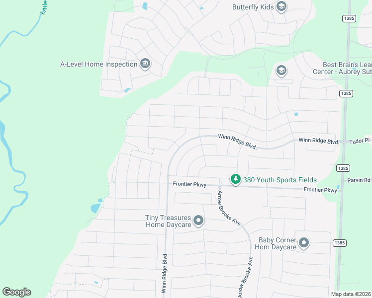 map of restaurants, bars, coffee shops, grocery stores, and more near 2729 Ryder Lane in Aubrey