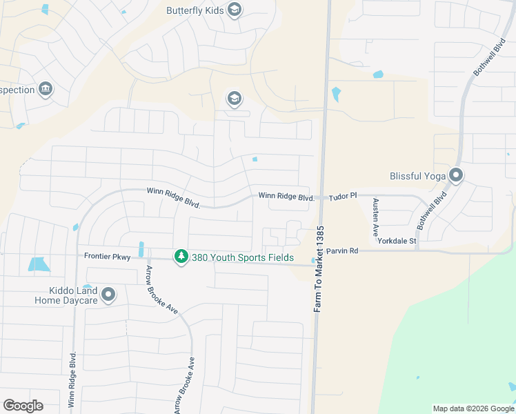 map of restaurants, bars, coffee shops, grocery stores, and more near 1700 Waggoner Drive in Cross Roads