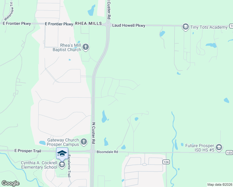 map of restaurants, bars, coffee shops, grocery stores, and more near North Custer Road in McKinney
