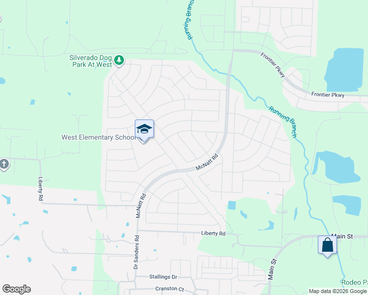 map of restaurants, bars, coffee shops, grocery stores, and more near Ike Byrom Road in Aubrey
