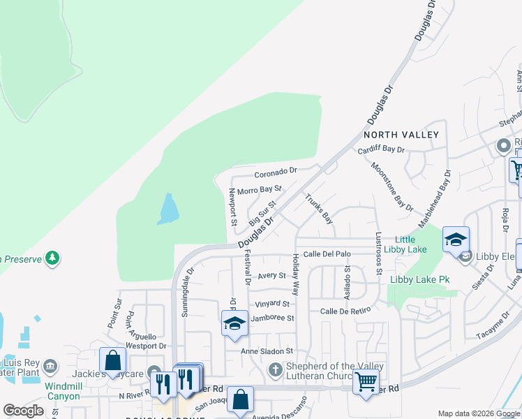 map of restaurants, bars, coffee shops, grocery stores, and more near 4546 Big Sur Street in Oceanside