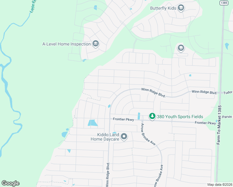 map of restaurants, bars, coffee shops, grocery stores, and more near 1201 Waggoner Drive in Aubrey