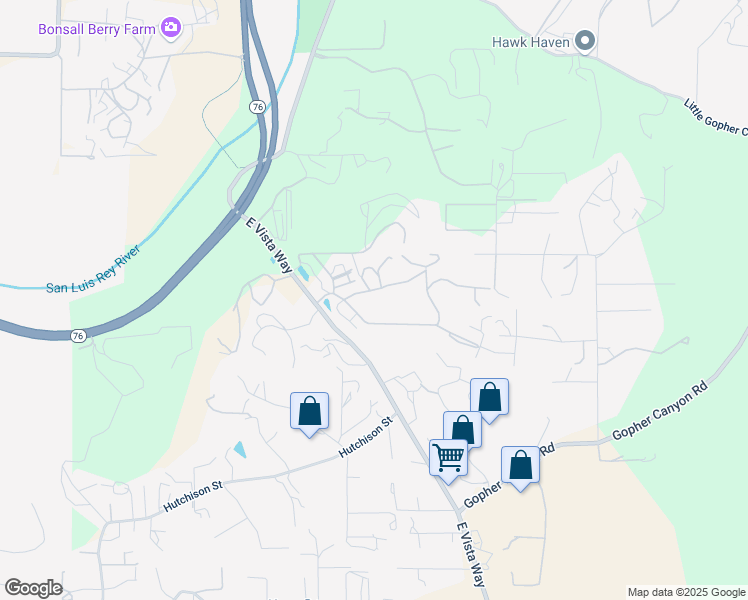 map of restaurants, bars, coffee shops, grocery stores, and more near 929 Chumash Trail in Vista