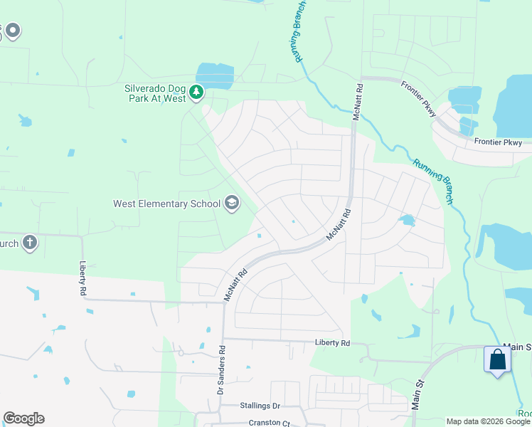 map of restaurants, bars, coffee shops, grocery stores, and more near 12375-12377 Liberty Road in Aubrey
