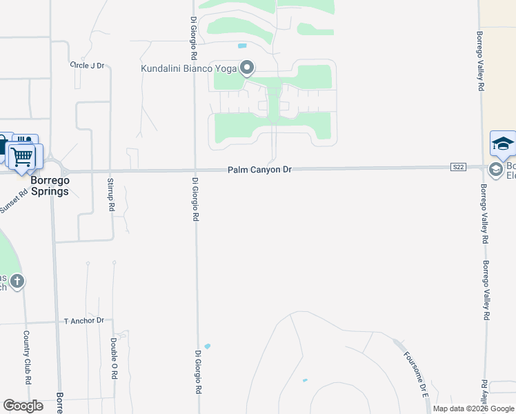 map of restaurants, bars, coffee shops, grocery stores, and more near 911 Palm Canyon Drive in Borrego Springs