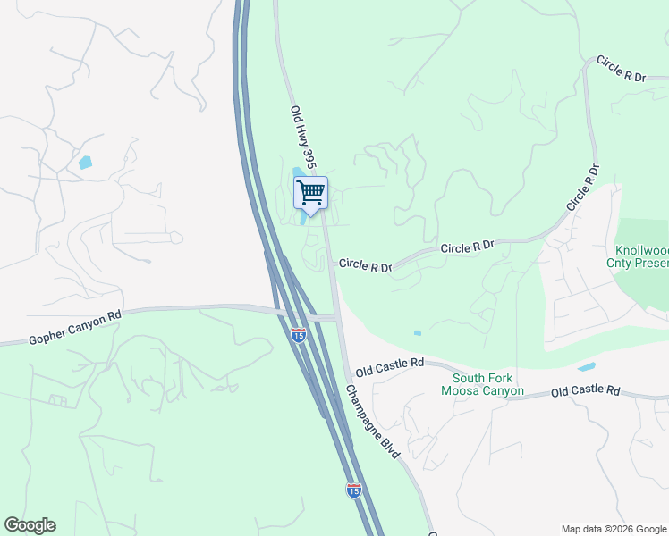 map of restaurants, bars, coffee shops, grocery stores, and more near 8709 Circle R Drive in Escondido