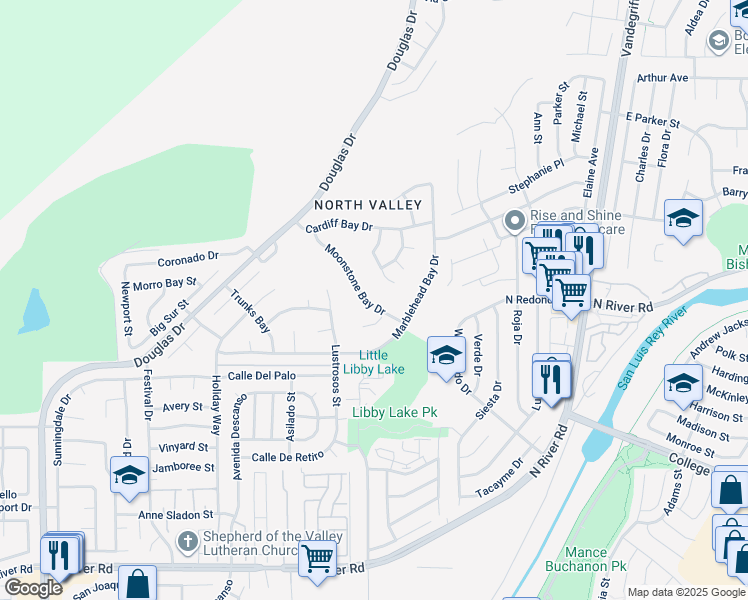 map of restaurants, bars, coffee shops, grocery stores, and more near 337 Moonstone Bay Drive in Oceanside