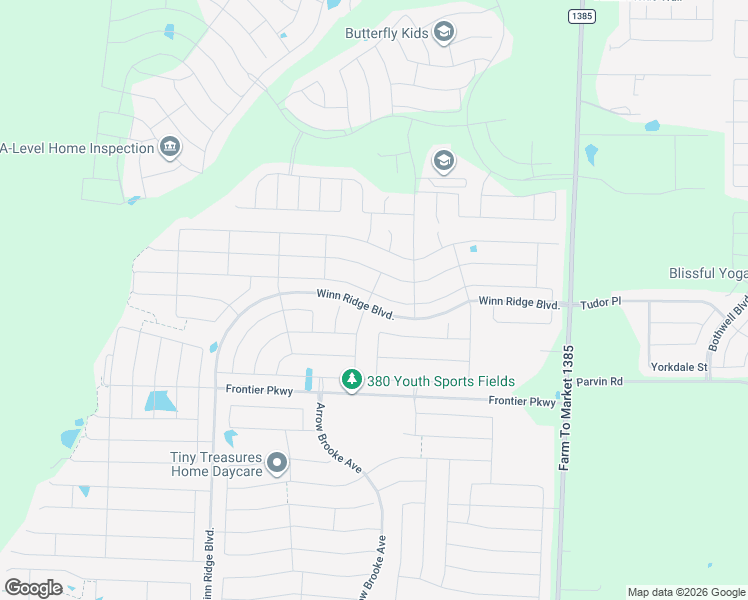 map of restaurants, bars, coffee shops, grocery stores, and more near 1500 Waggoner Drive in Cross Roads