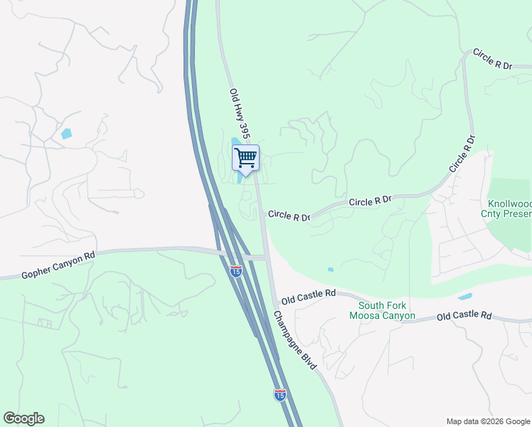 map of restaurants, bars, coffee shops, grocery stores, and more near 8709 Circle R Drive in Escondido