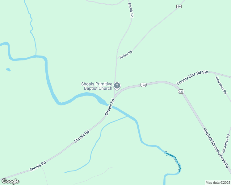 map of restaurants, bars, coffee shops, grocery stores, and more near 4610 Shoals Road in Mitchell