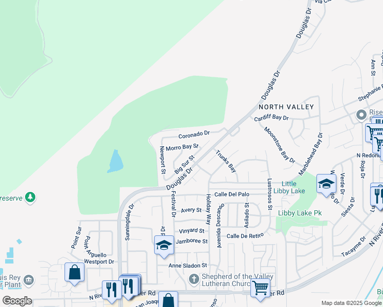 map of restaurants, bars, coffee shops, grocery stores, and more near 4566 Big Sur Street in Oceanside