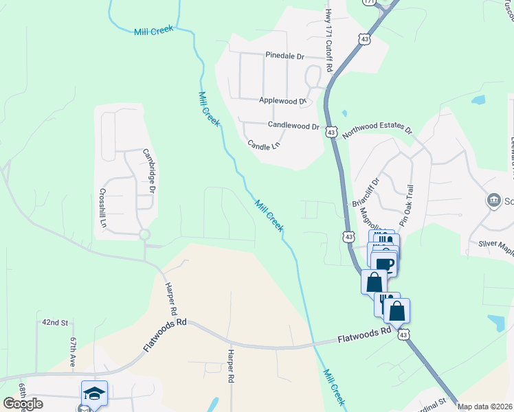 map of restaurants, bars, coffee shops, grocery stores, and more near 5606 Summit Drive in Northport